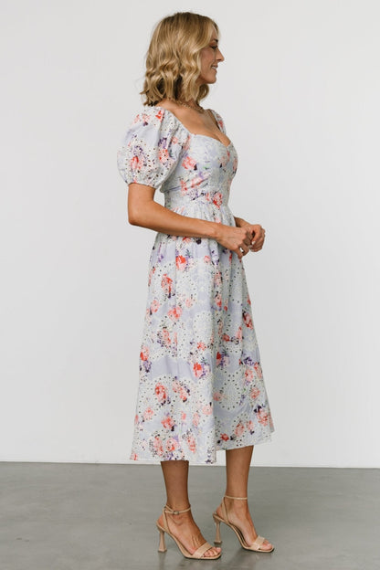 Leila Eyelet Midi Dress | Light Blue Floral