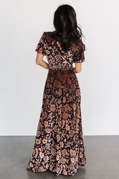 Leslie Velvet Maxi Dress | Black + Bronze