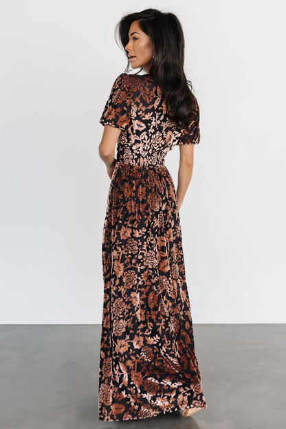 Leslie Velvet Maxi Dress | Black + Bronze
