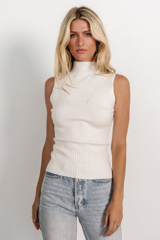 Lia Ribbed Tank Top | Off White