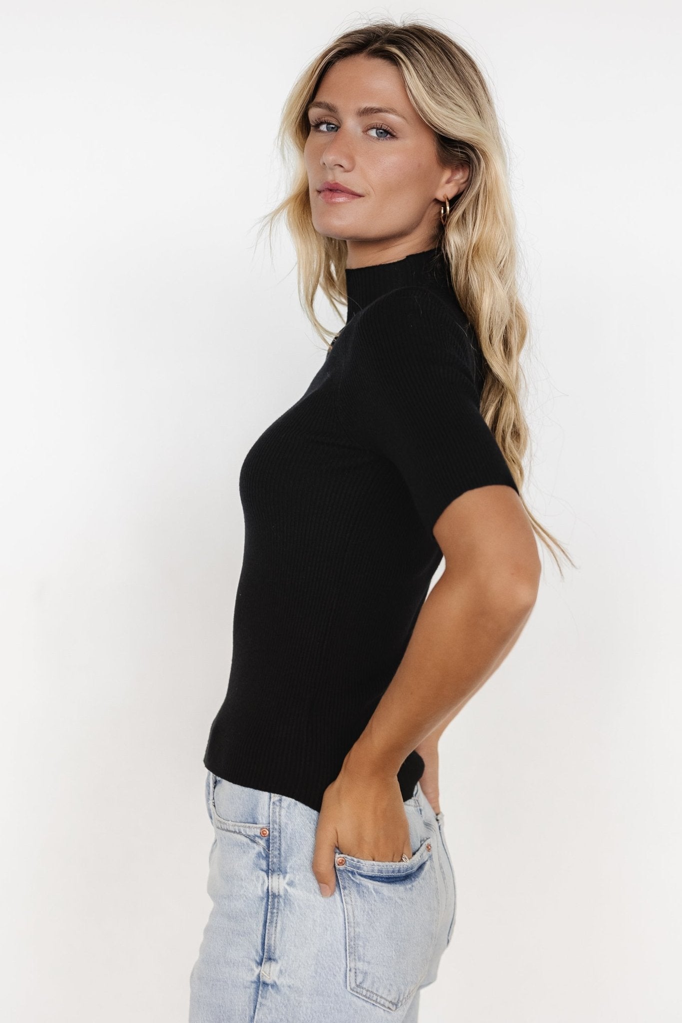 Liel Ribbed Top | Black