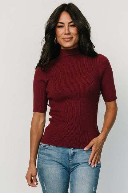 Liel Ribbed Top | Wine