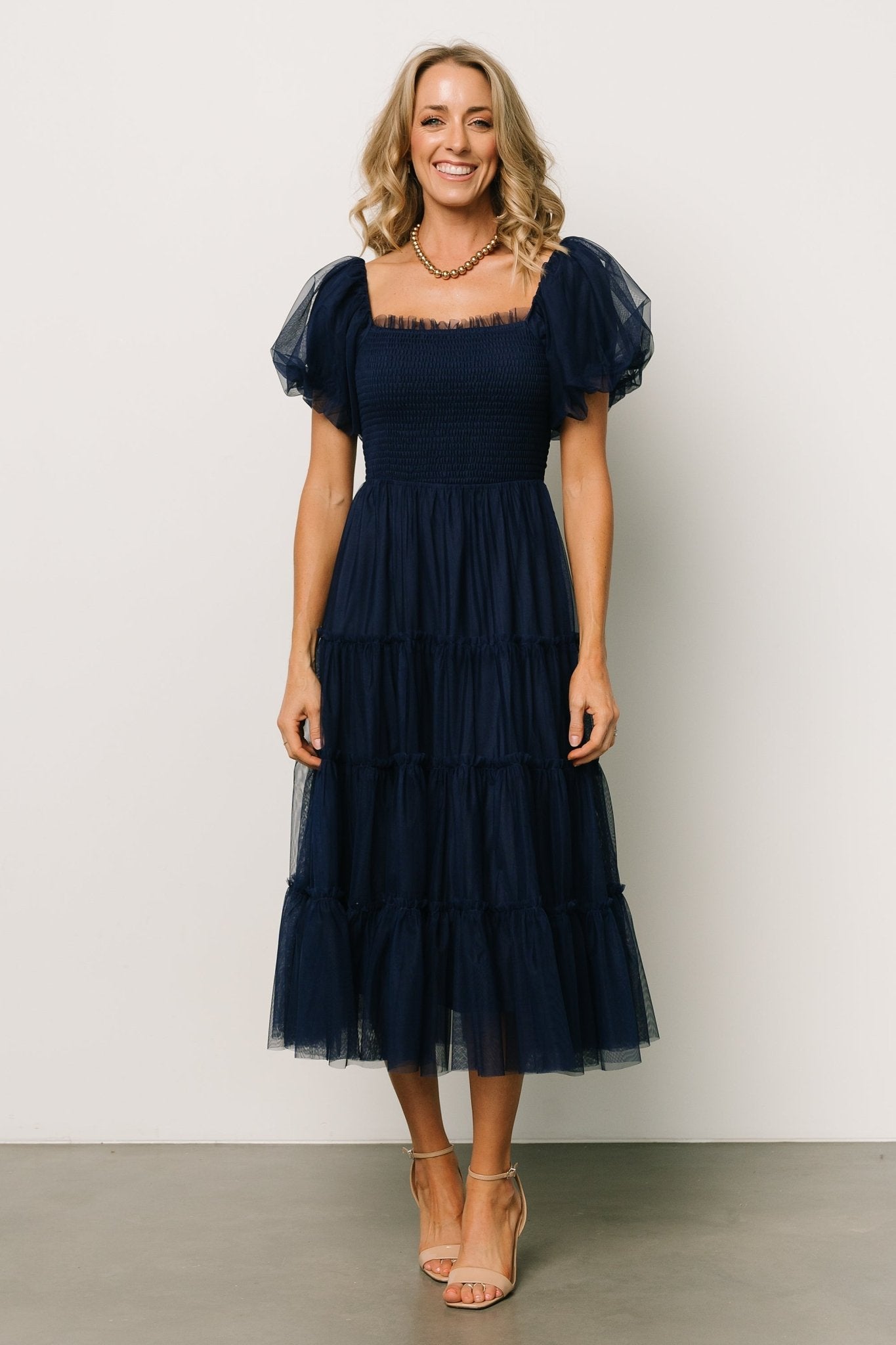 Liv Tulle Midi Dress | Navy