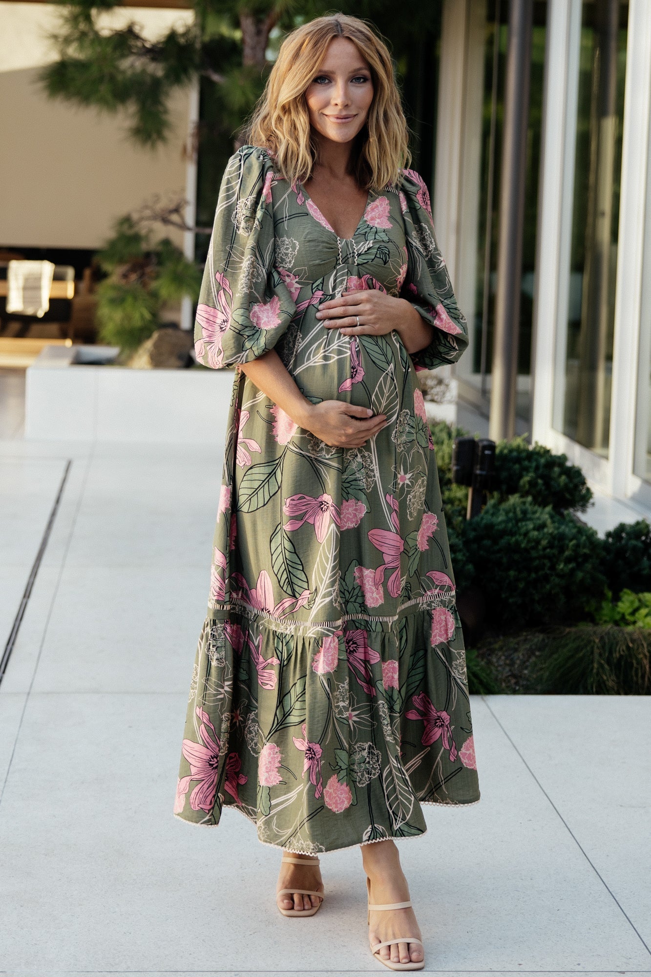 Lonna Dress | Olive + Fuschia Floral