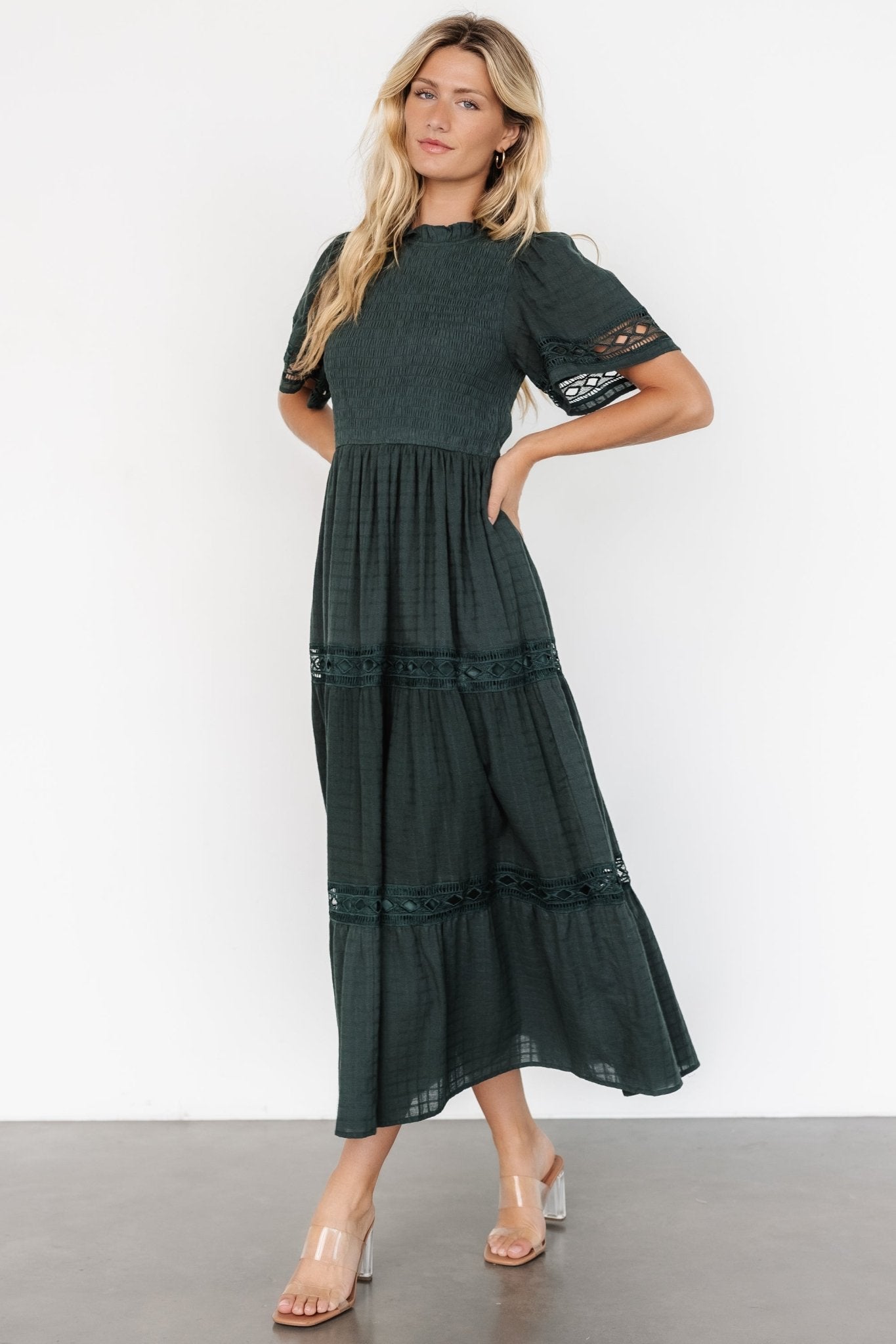 Loveland Geo Lace Maxi Dress | Dark Green