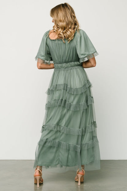 Magdalena Tulle Maxi Dress | Eucalyptus