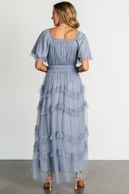Magdalena Tulle Maxi Dress | Dusty Blue