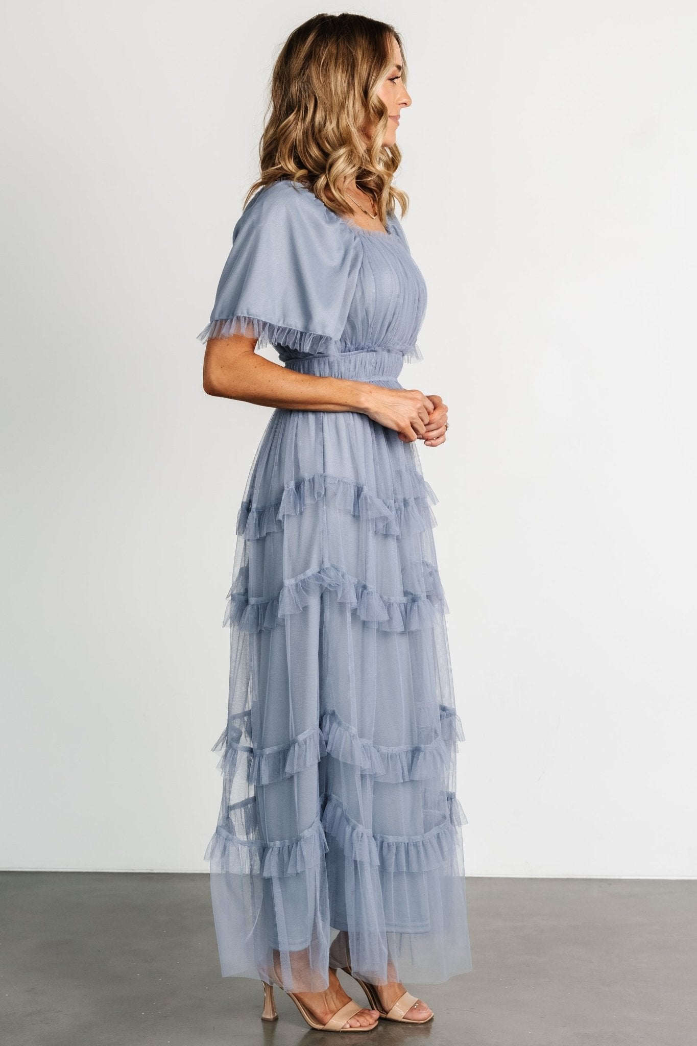 Magdalena Tulle Maxi Dress | Dusty Blue
