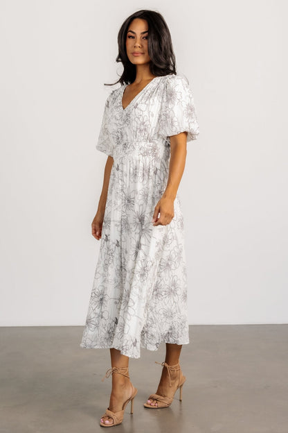 Makenna Midi Dress | Off White Print
