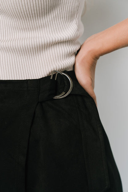 Malika Faux Wrap Skirt | Black
