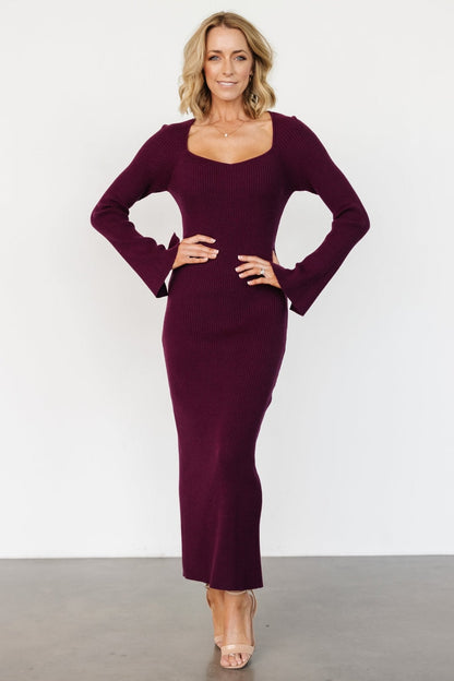 Marika Ribbed Dress | Wine