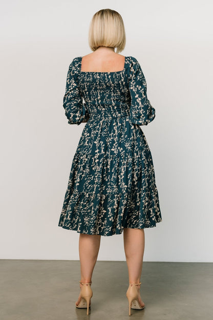 Marta Smocked Midi Dress | Topaz + Blush