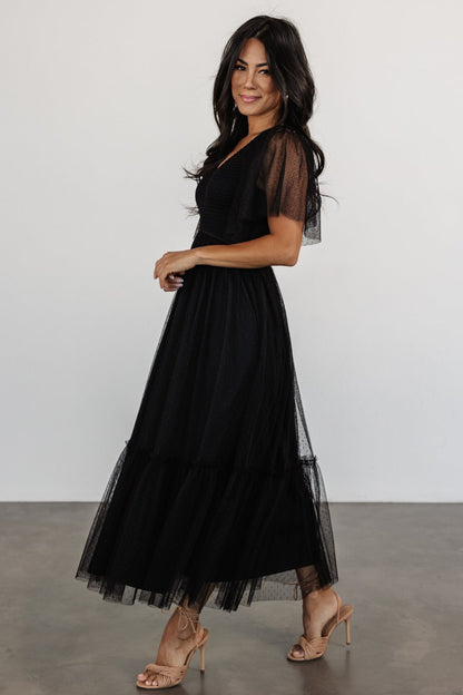 Martha Smocked Tulle Dress | Black