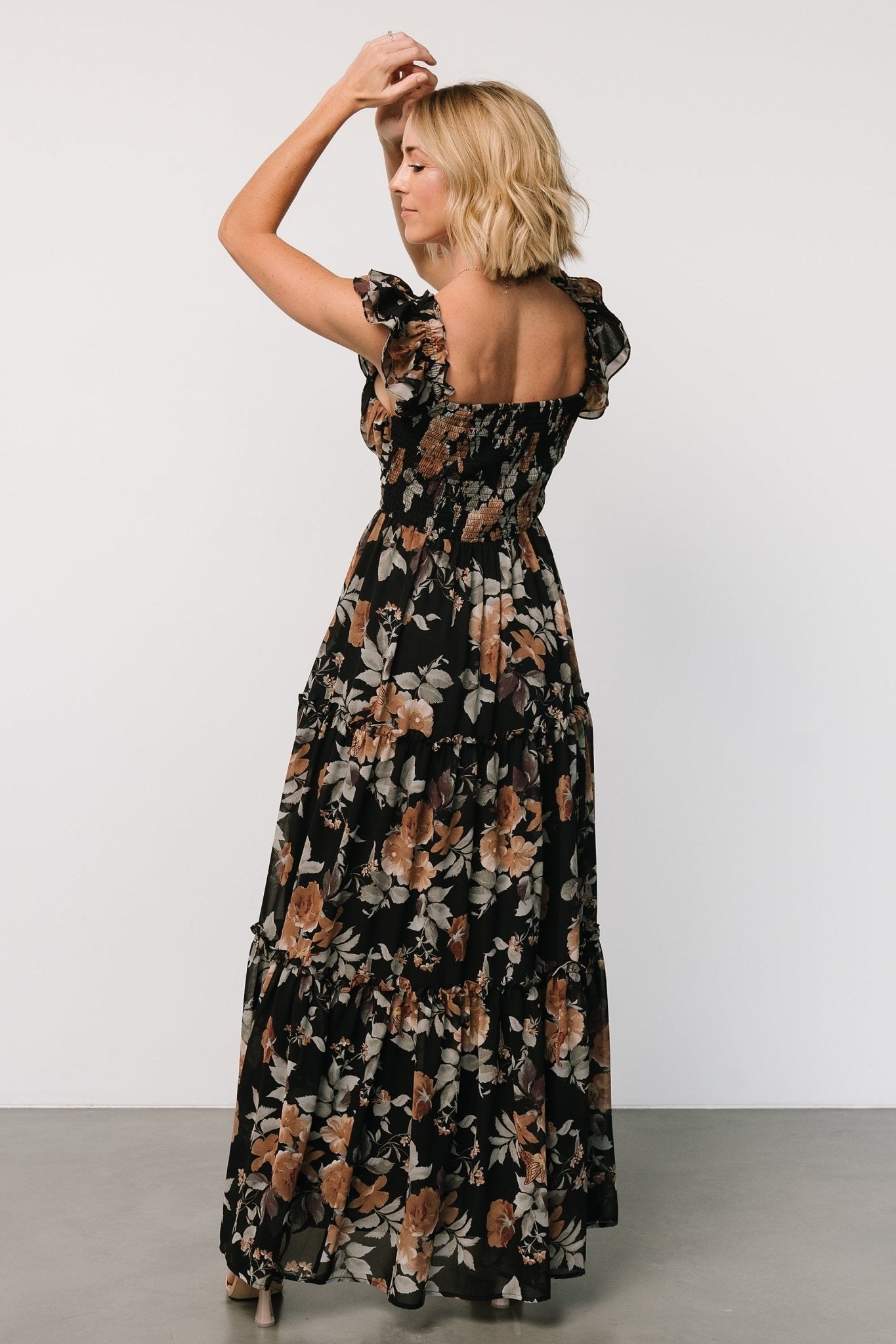 Martina Maxi Dress | Black + Copper Floral