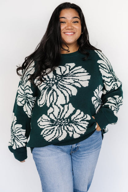 Maude Sweater | Green + Off White