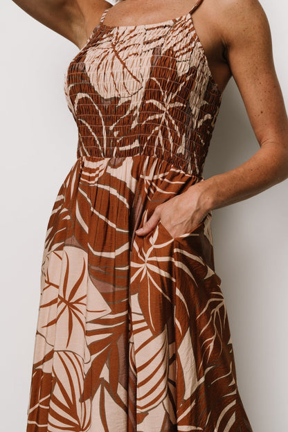 McKinley Smocked Dress | Cream + Camel Multi