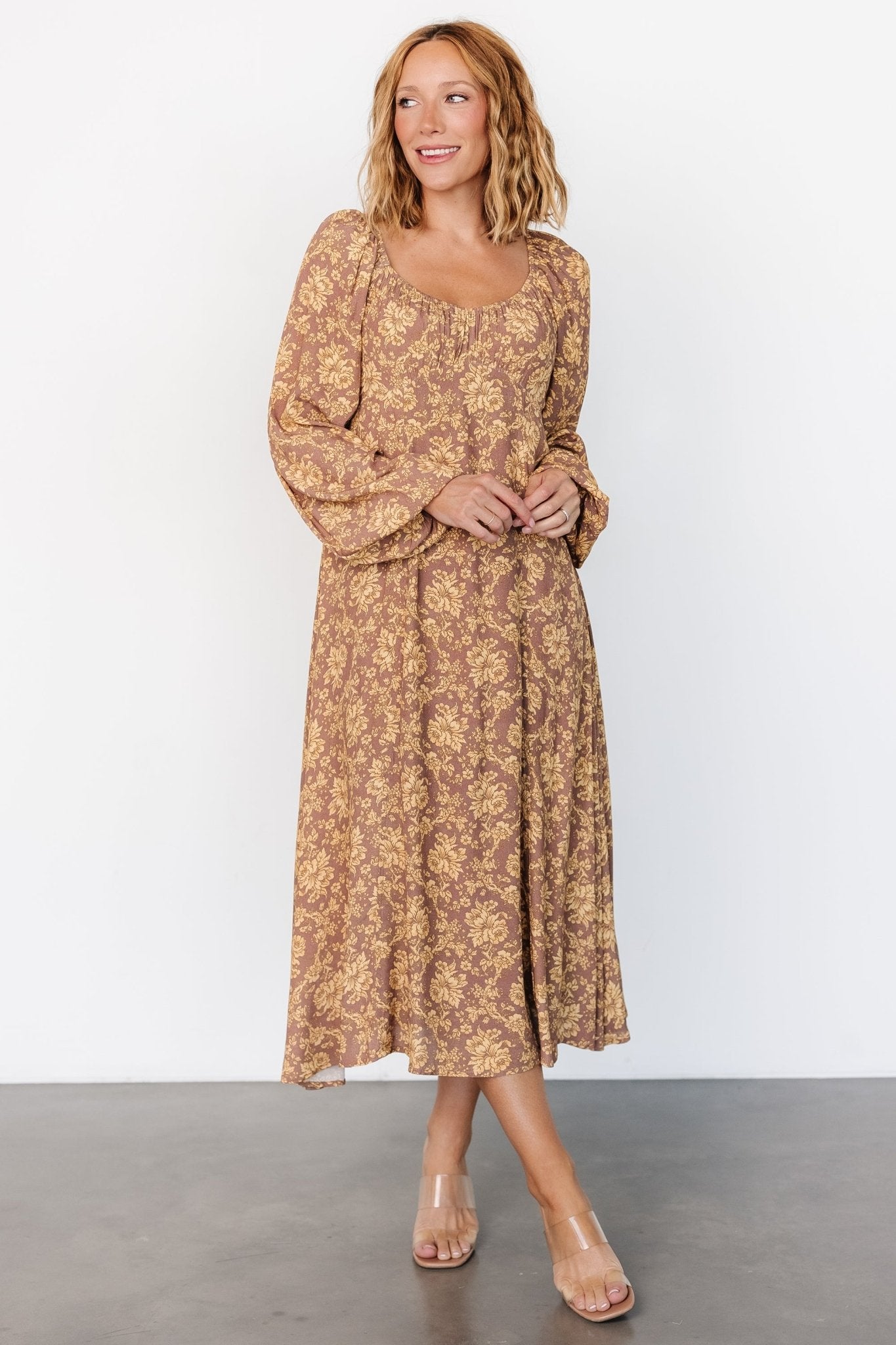 McKinney Dress | Brown + Gold Floral