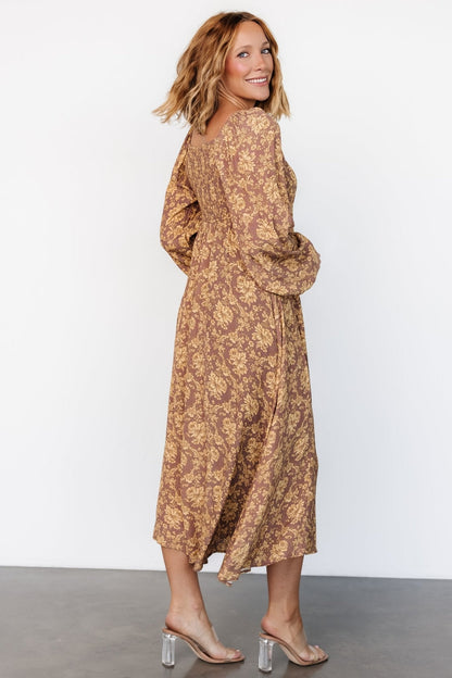 McKinney Dress | Brown + Gold Floral