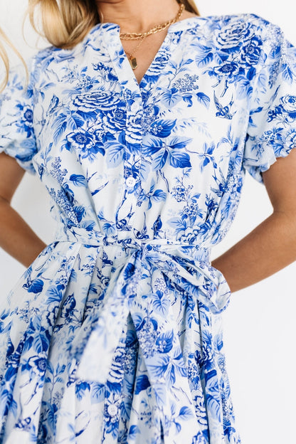 Mikki Mini Dress | White + Blue