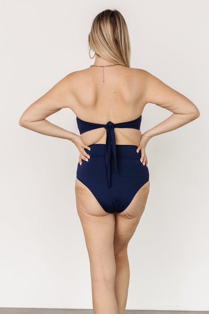 Milos High Waist Bikini Bottom | Navy