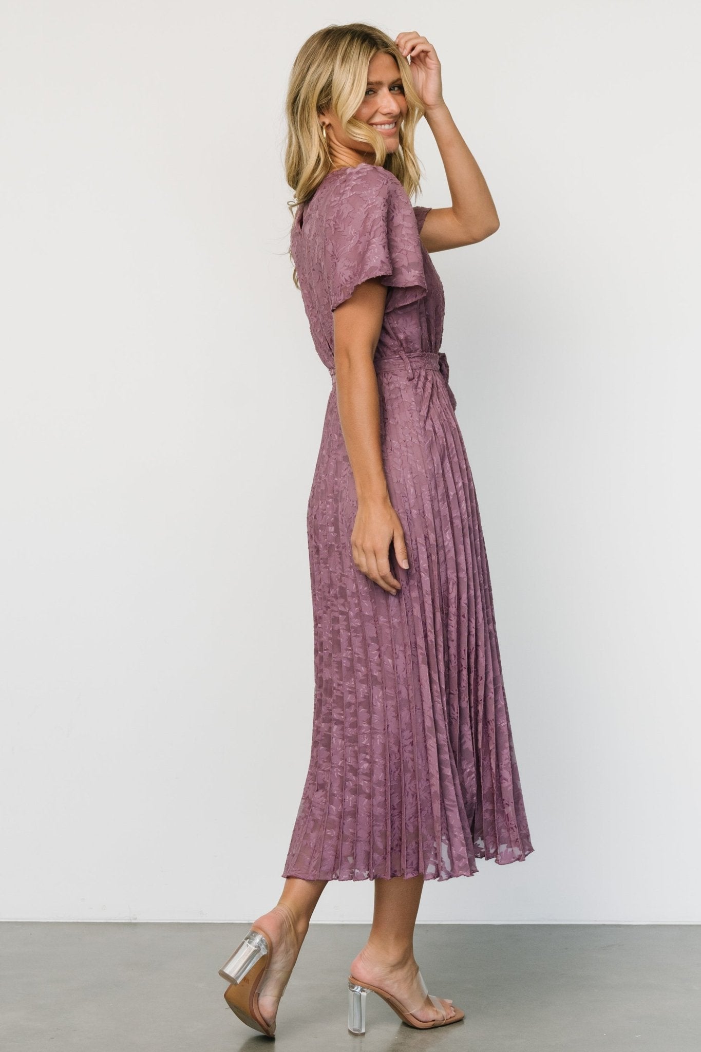 Mindy Pleated Dress | Vintage Plum