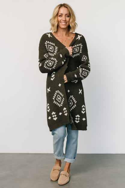Missoula Oversized Cardigan | Olive + Off White