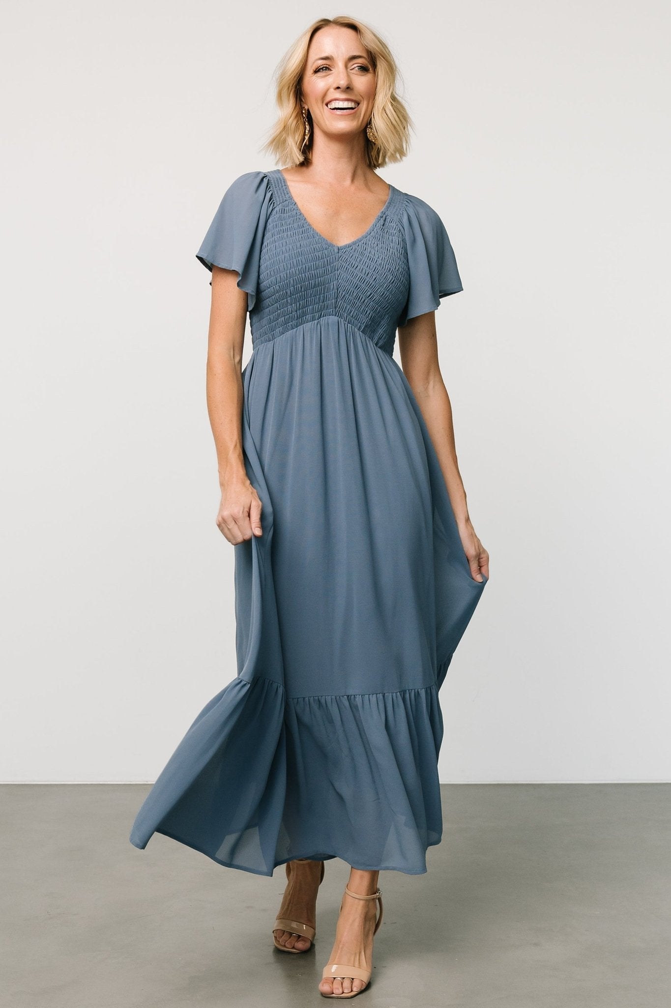 Monica Smocked Dress | Whisper Blue