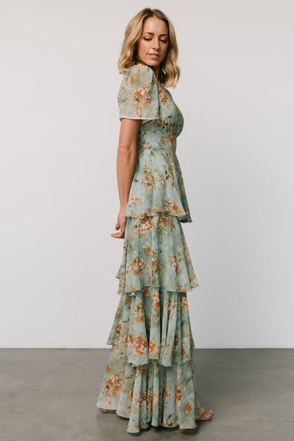 Montaigne Ruffle Maxi Dress | Blue Sage Floral