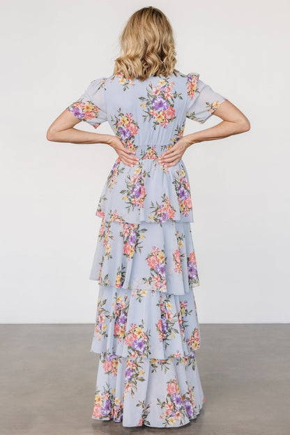 Montaigne Ruffle Maxi Dress | Light Blue Floral