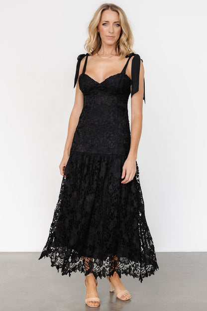 Monte Carlo Lace Midi Dress | Black