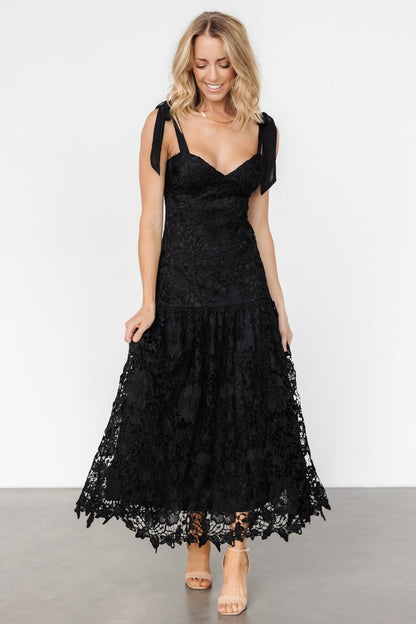 Monte Carlo Lace Midi Dress | Black