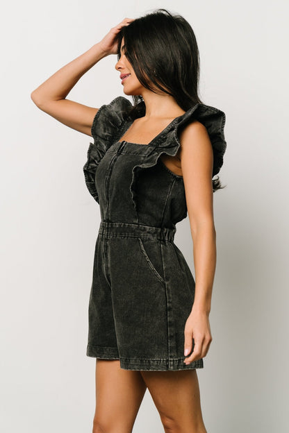 Montgomery Denim Romper | Black