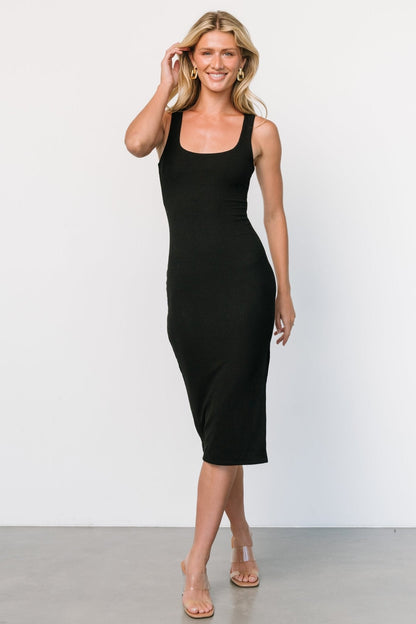 Moore Ribbed Tank Midi Dress | Black