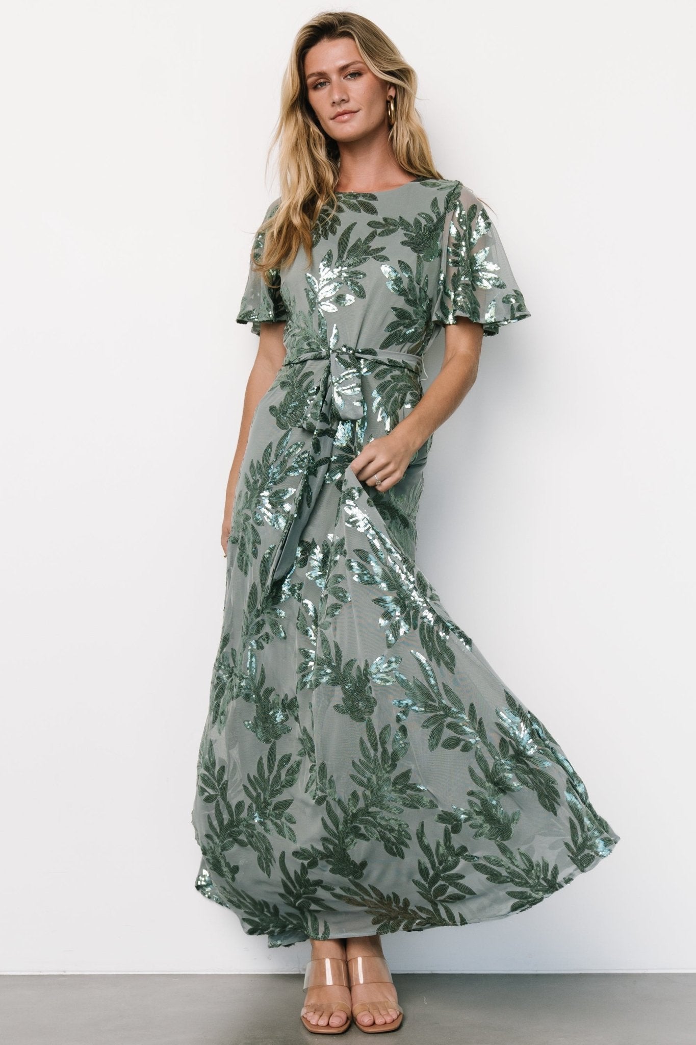 Muse Sequin Maxi Dress | Eucalyptus