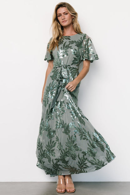 Muse Sequin Maxi Dress | Eucalyptus