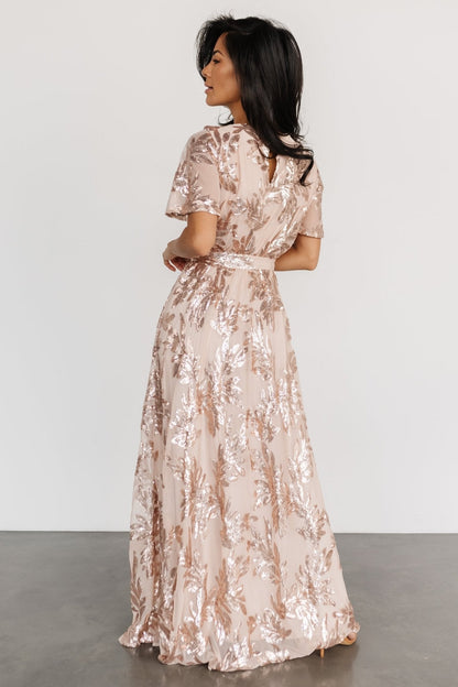 Muse Sequin Maxi Dress | Rose Gold