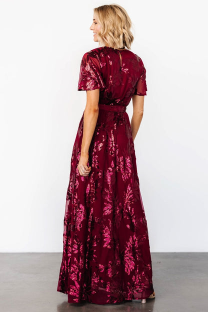 Muse Sequin Maxi Dress | Wine