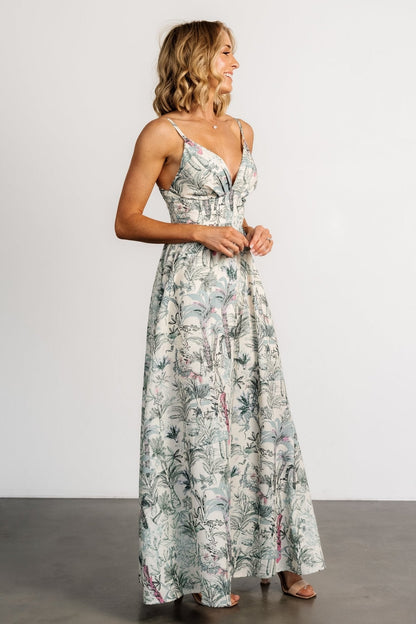 Naia Maxi Dress | Natural + Sage Print