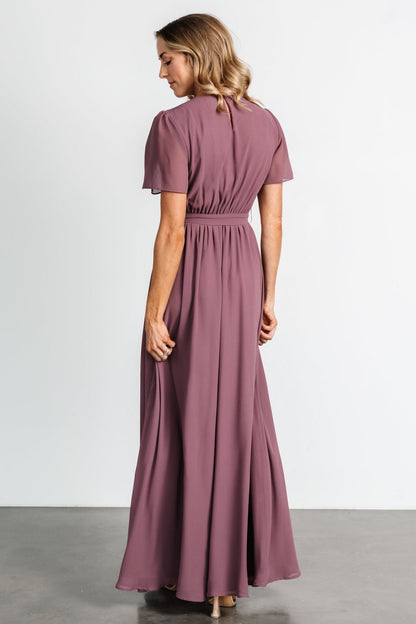 Naomi Short Sleeve Maxi Dress | Vintage Plum