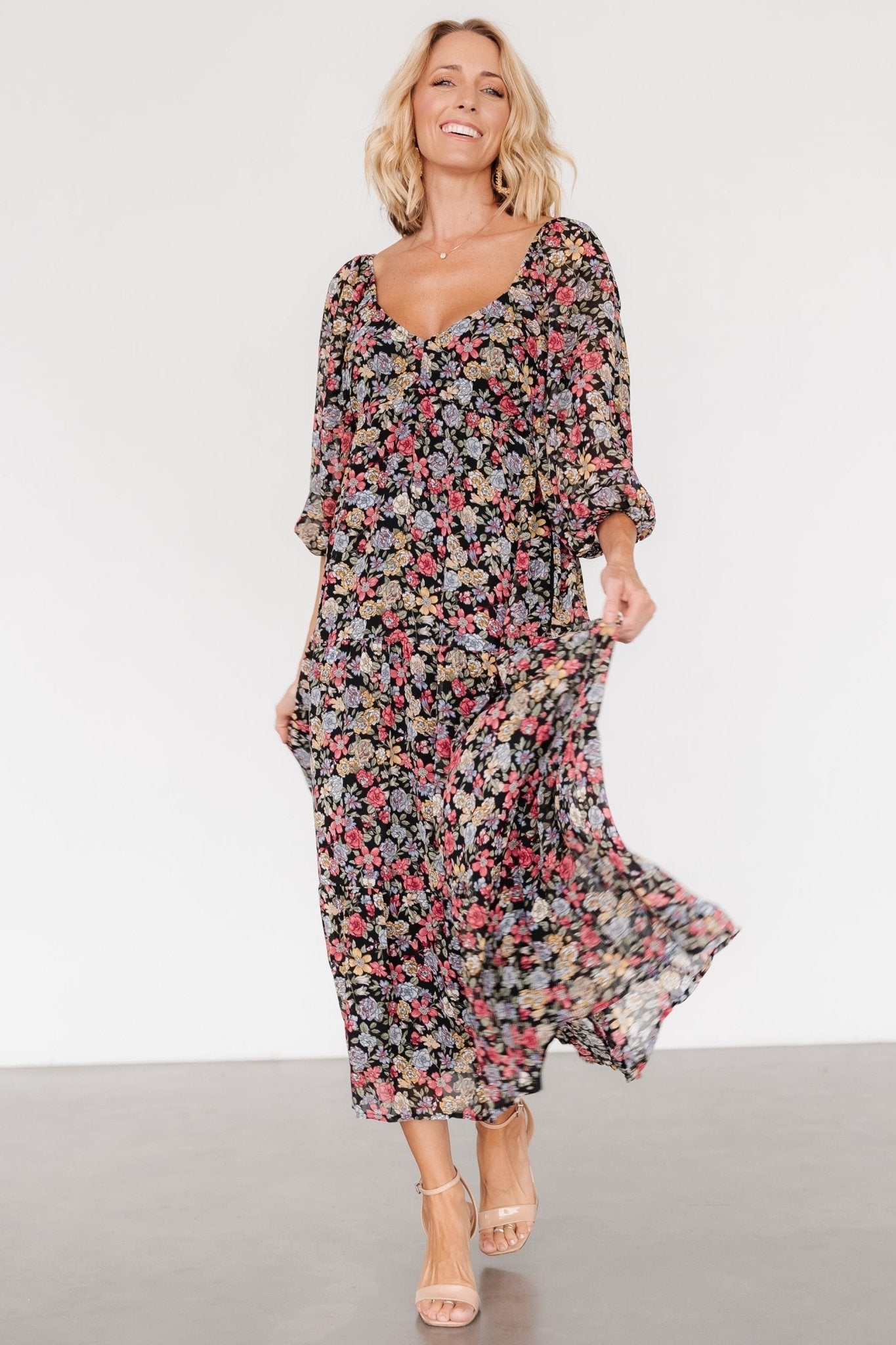 Nevaeh Bubble Sleeve Dress | Multi Floral