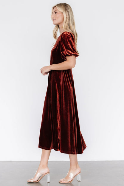 Nita Velvet Midi Dress | Deep Cinnamon