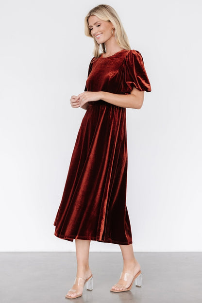 Nita Velvet Midi Dress | Deep Cinnamon