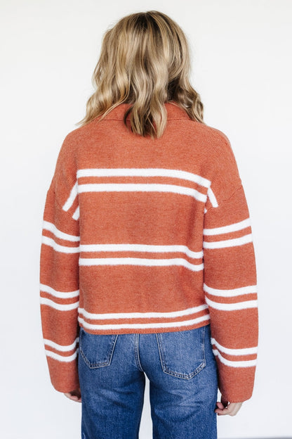 Olsen Stripe Sweater | Dark Clay + White