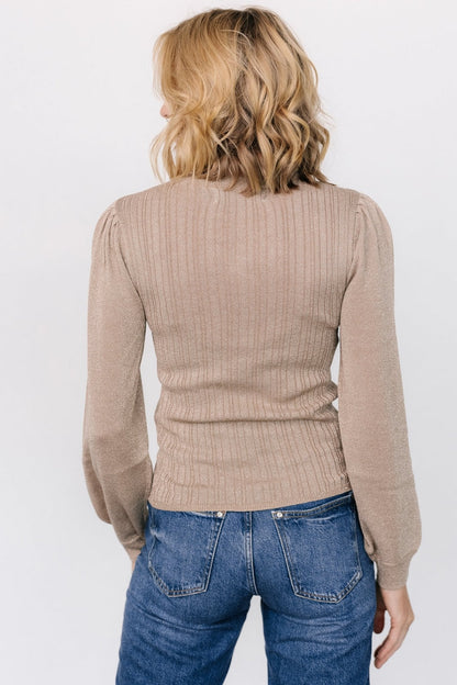 Padma Shimmer Sweater Top | Latte