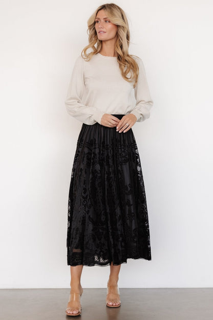 Palini Velvet Skirt | Black