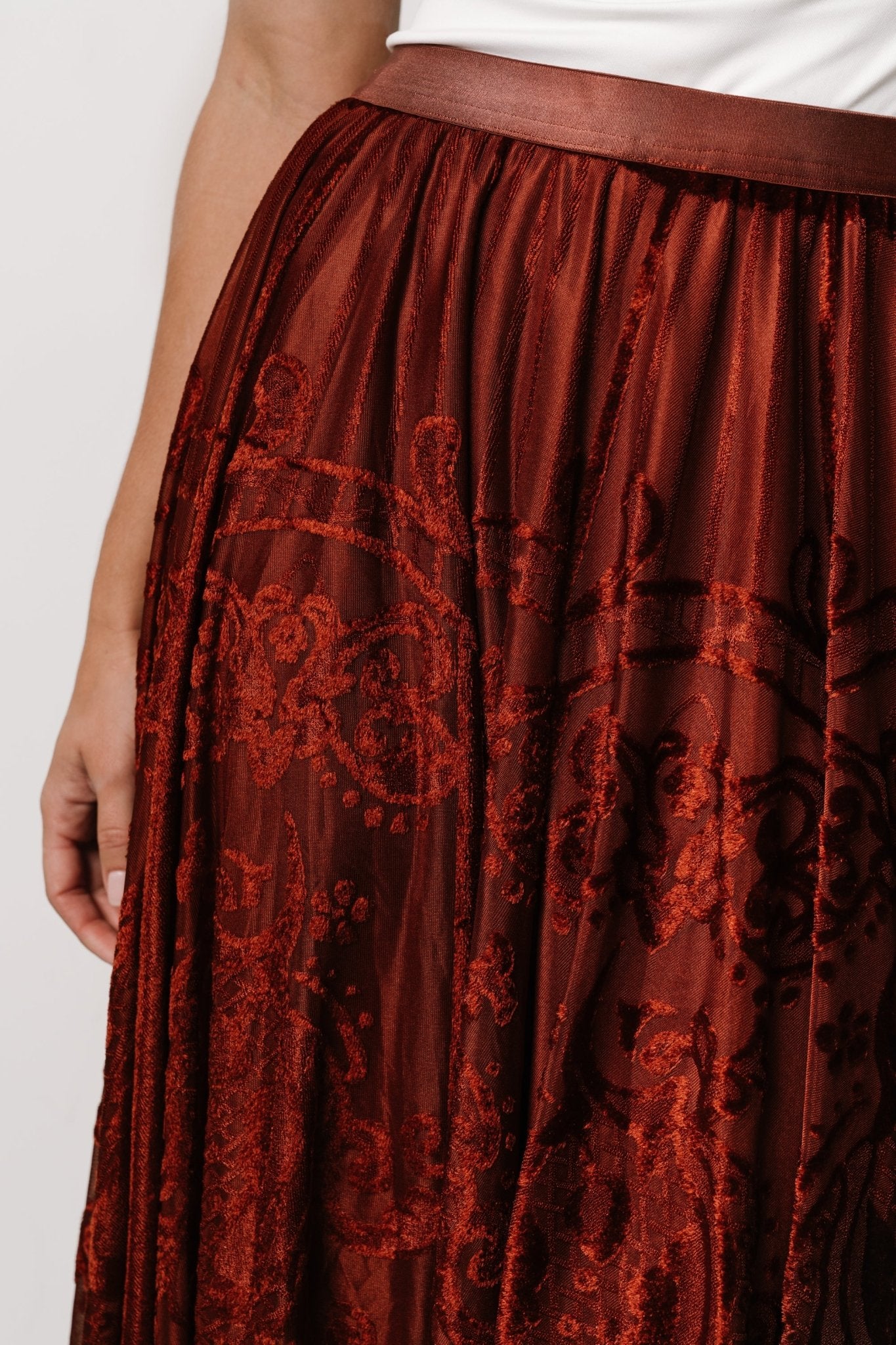 Palini Velvet Skirt | Rust