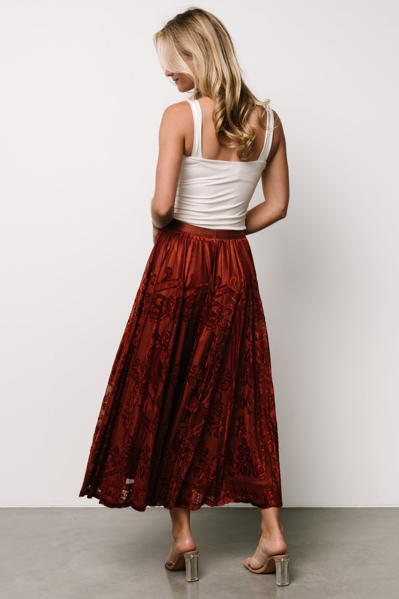 Palini Velvet Skirt | Rust