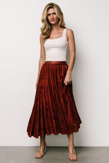 Palini Velvet Skirt | Rust