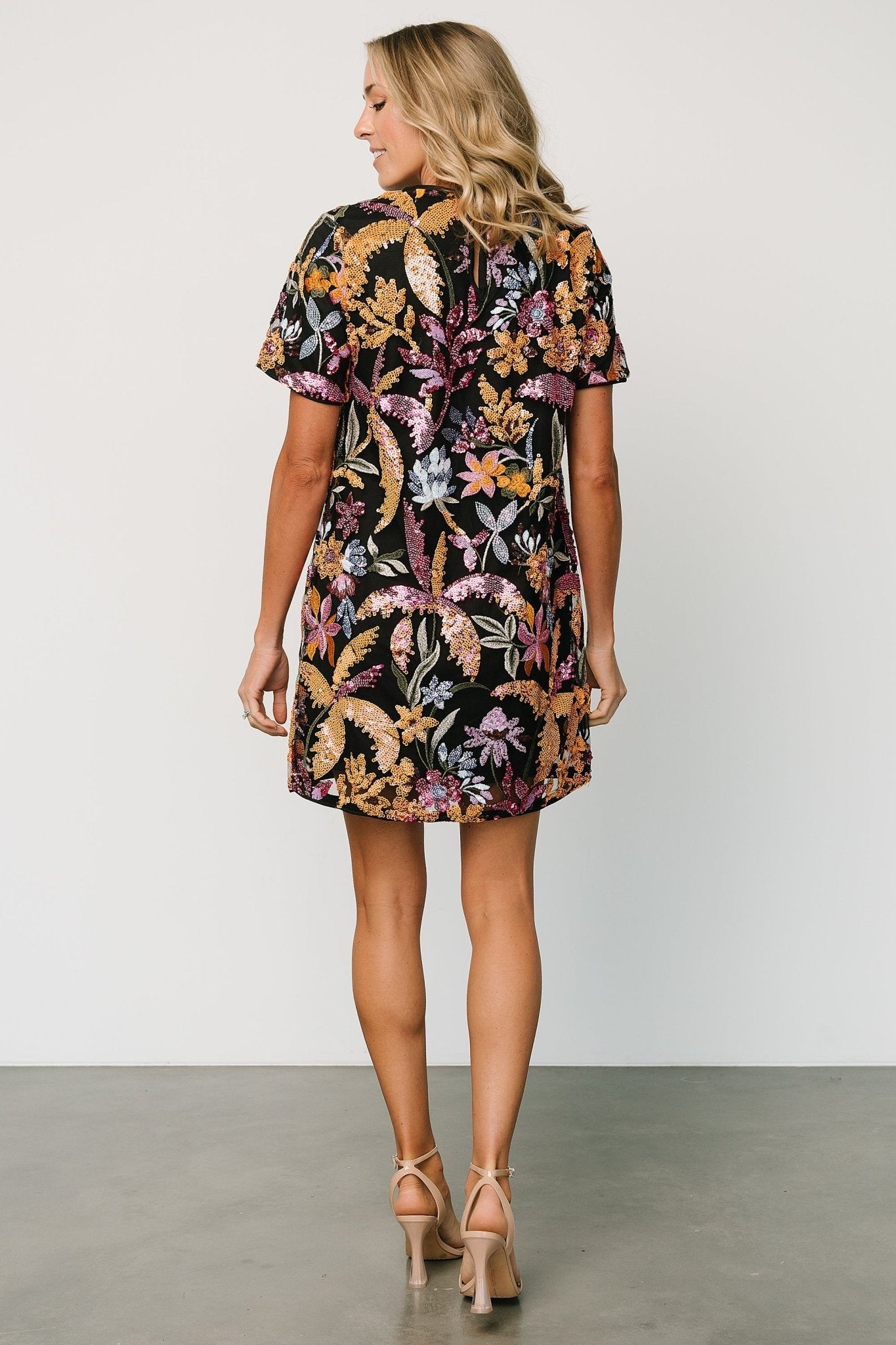 Patricia Sequin Short Dress | Black