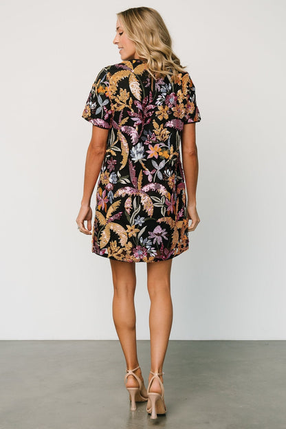 Patricia Sequin Short Dress | Black